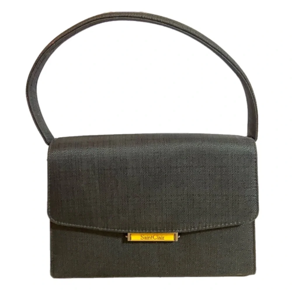 Vintage Saint Claire Handbag Bag Purse Clutch Elegant Classic Minimalist Black